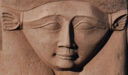 Hathor carved into Egyptian Temple
