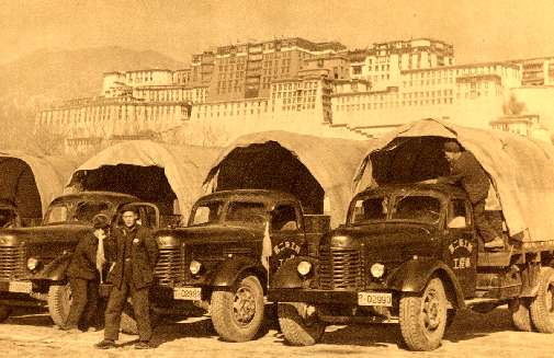Chinese Trucks beneath the Potala