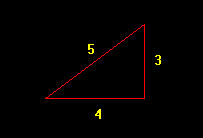 The prototypical pythagorean triangle with sides of 4,3,5.