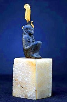 Maat statue in gold and lapis