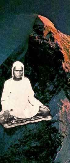 Hariakhan Babaji Maharaj. Background Photo of Masherbrum by Galen Rowell